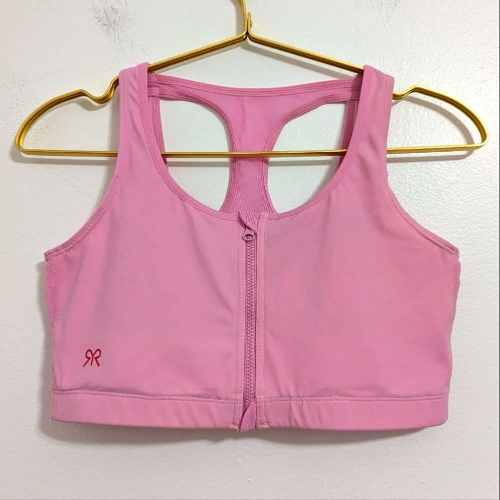 Ruby Ribbon Size 34 Pink Zip Front Demiette Sports Bra
